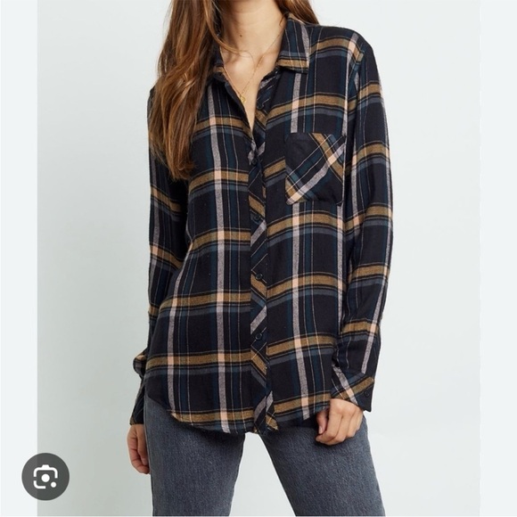 Rails Hunter Plaid Button Up Shirt Women’s S Teal Mustard Black Tan - Picture 1 of 15